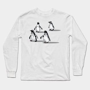 Penguin Pals: 3D-Inspired Vector Art Long Sleeve T-Shirt